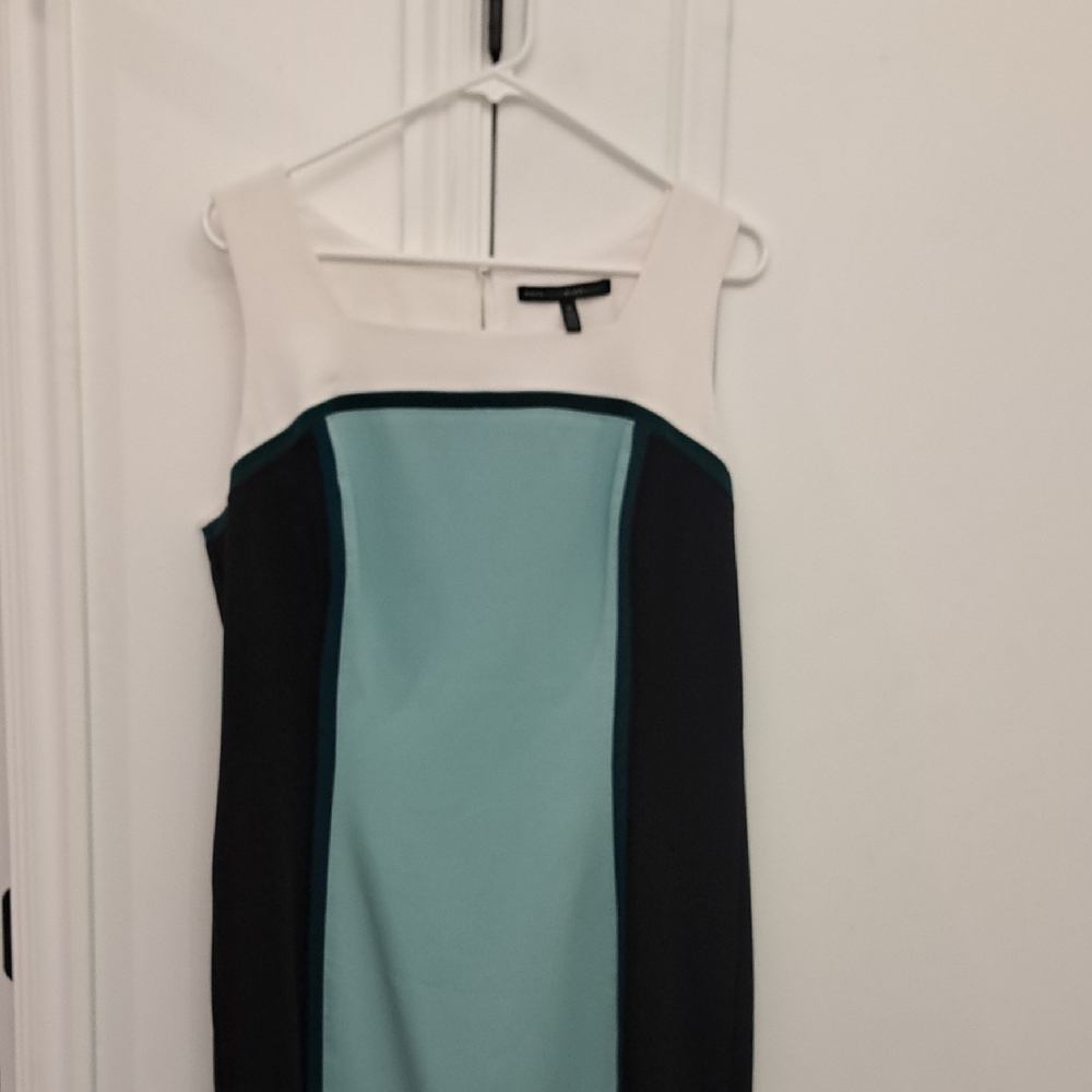 White House Black Market Black, White, and Blue Midi Dress